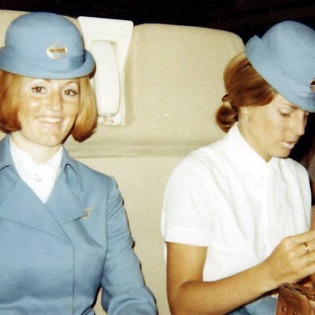 Valerie with fellow stewardess Colette in a brand new Boeing 747