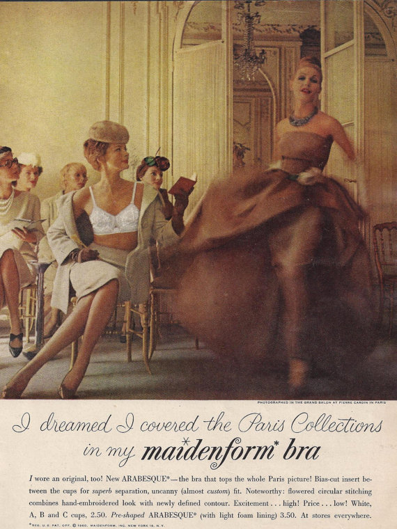 1950 women's Maidenform bra I dreamed I went to the theater vintage ad